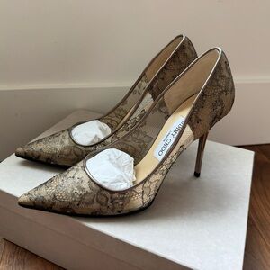 Jimmy Choo Abel Metallic Lace Pumps Size 38 / US 8
